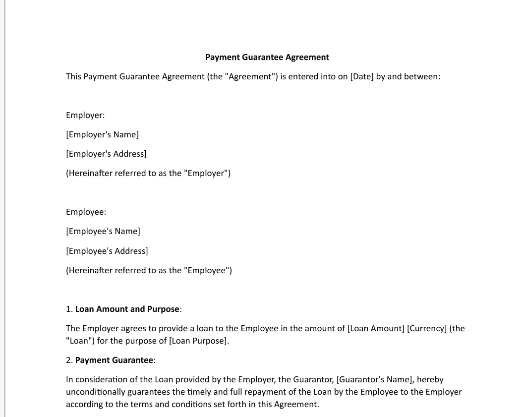 Payment Guarantee Agreement